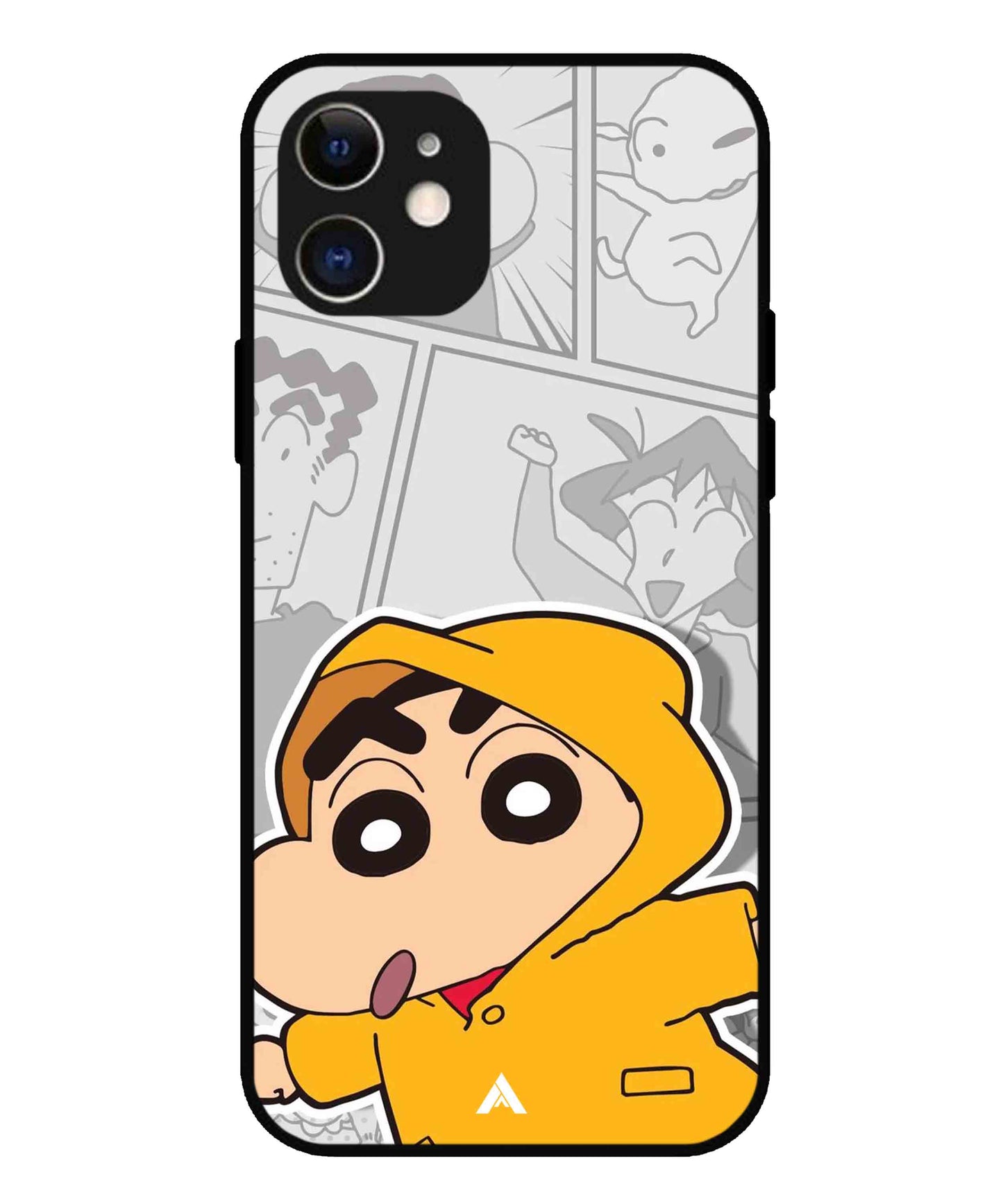 Shinchan Raincoat Metal Back Cover Phone Case for iPhone 12