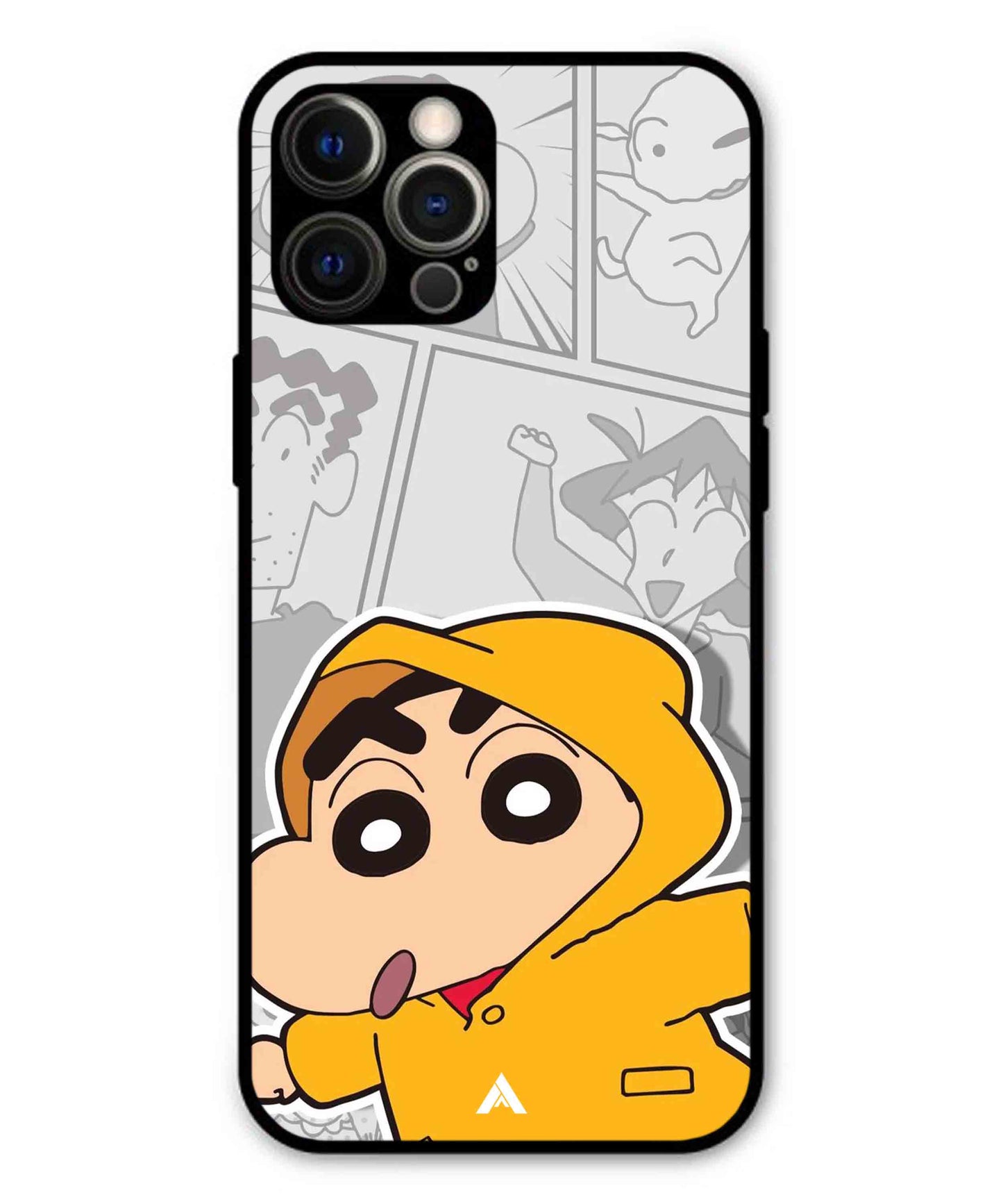 Shinchan Raincoat Metal Back Cover Phone Case for iPhone 12 Pro Max