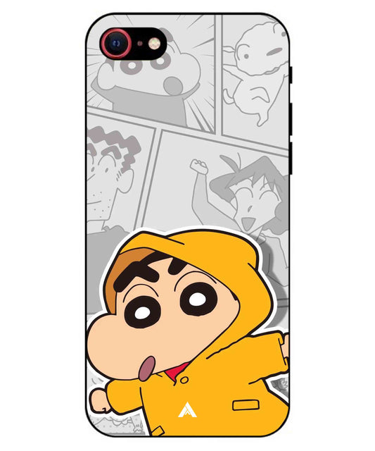 Shinchan Raincoat Metal Back Cover Phone Case for iPhone 8