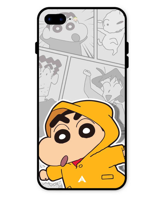 Shinchan Raincoat Metal Back Cover Phone Case for iPhone 8 Plus
