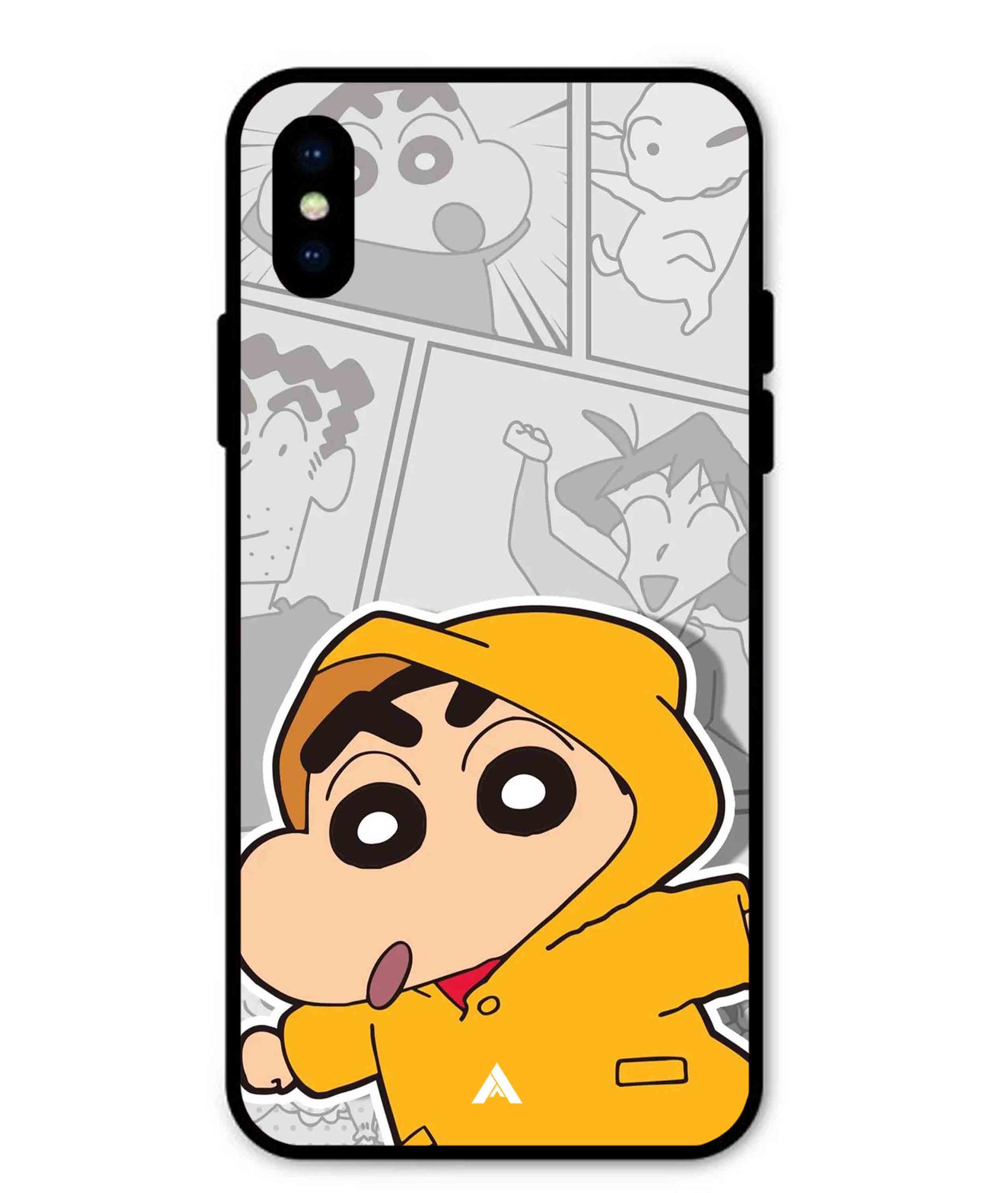 Shinchan Raincoat Metal Back Cover Phone Case for iPhone X