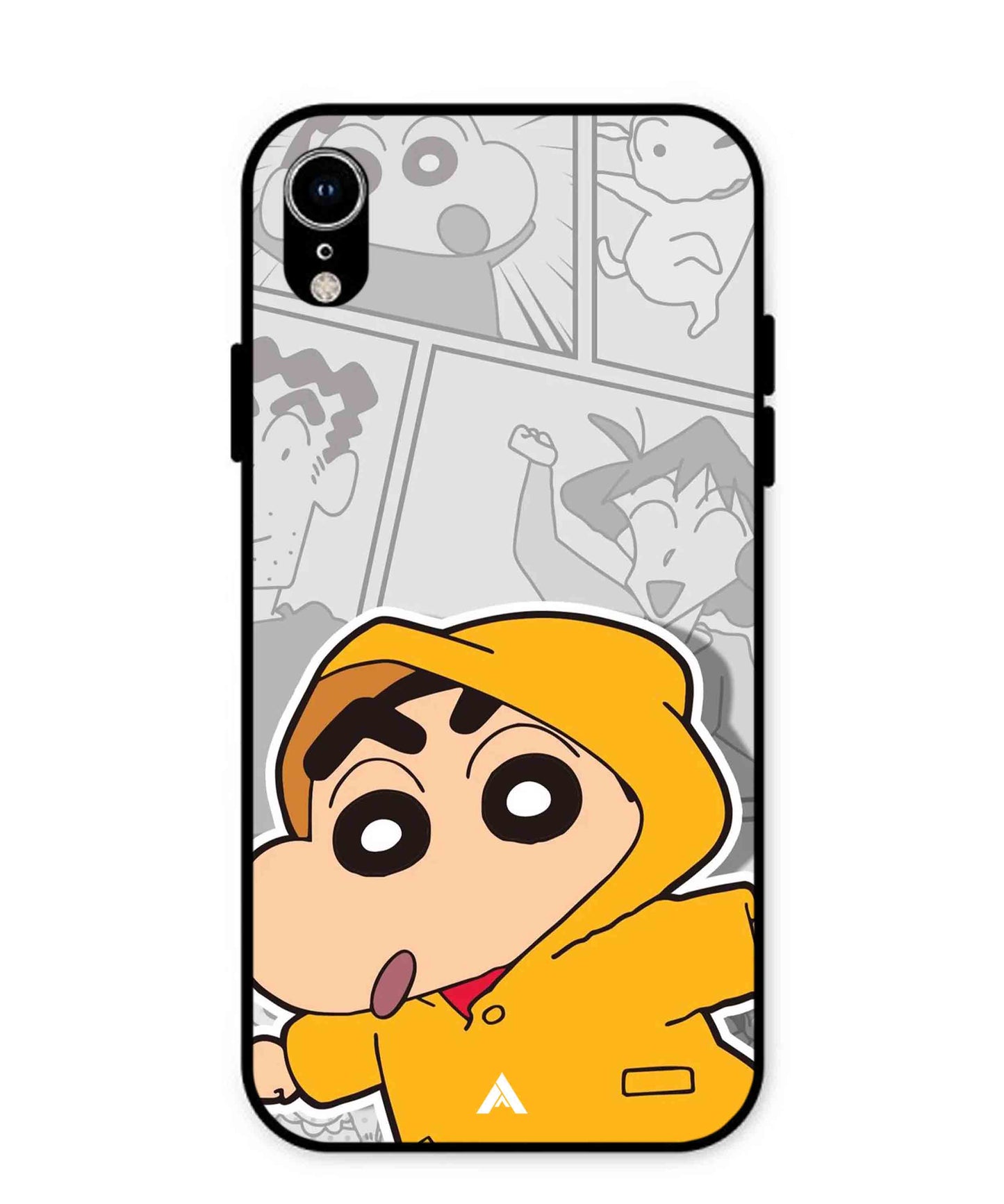 Shinchan Raincoat Metal Back Cover Phone Case for iPhone Xr