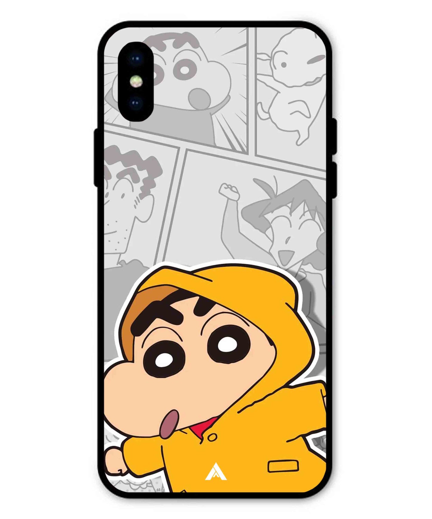 Shinchan Raincoat Metal Back Cover Phone Case for iPhone Xs