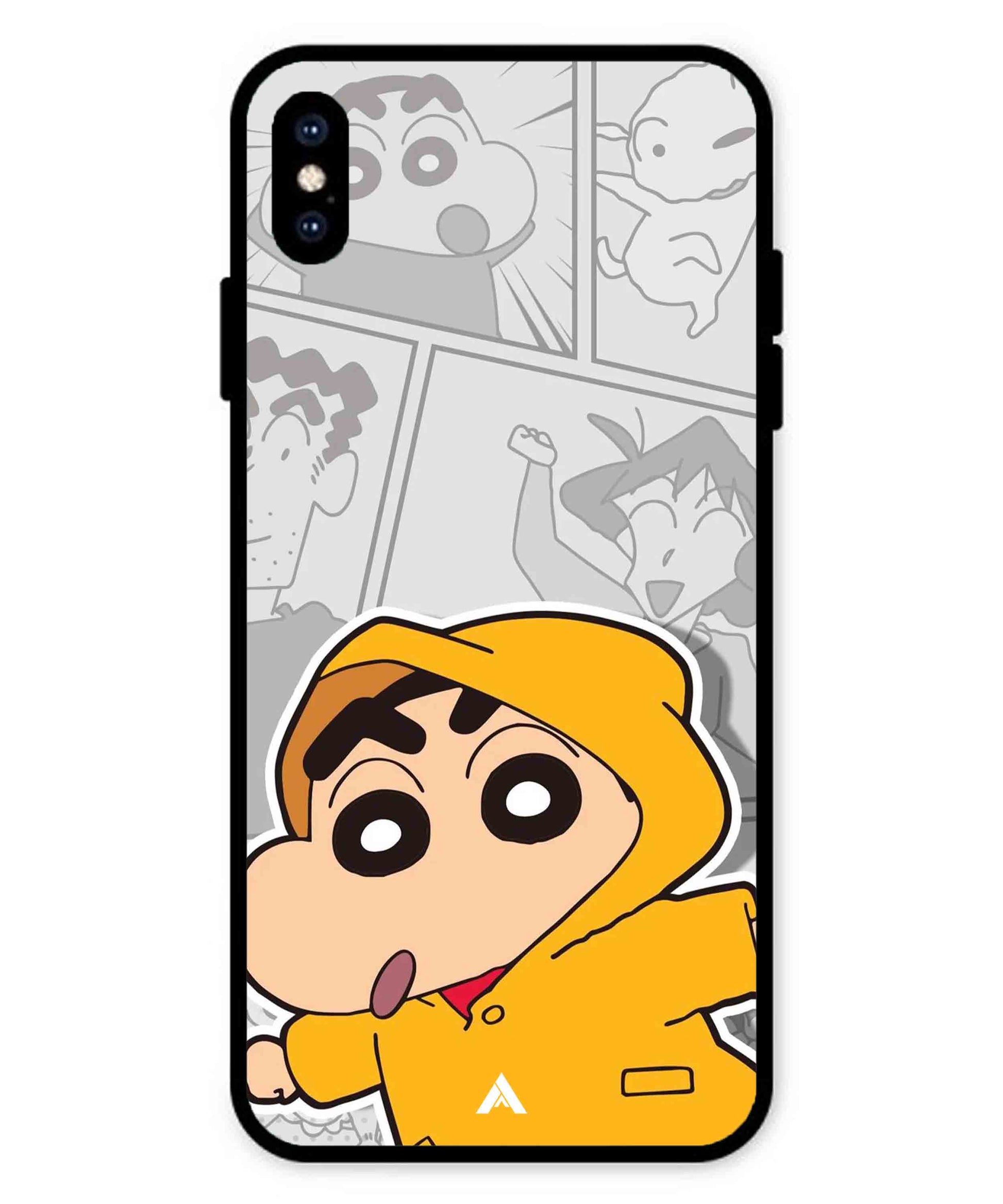 Shinchan Raincoat Metal Back Cover Phone Case for iPhone Xs Max