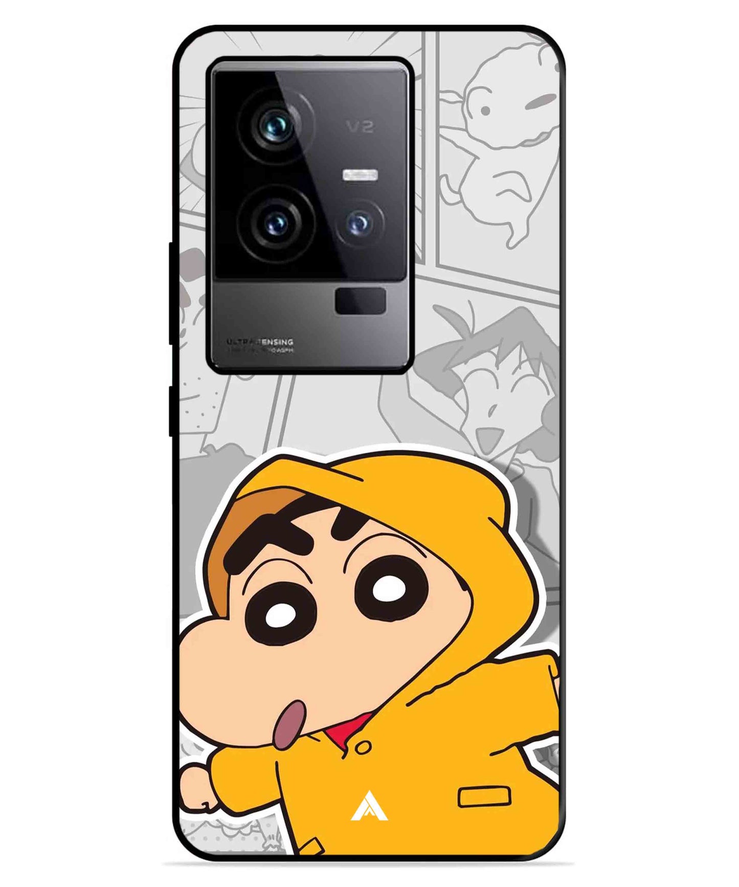 Shinchan Raincoat Metal Back Cover Phone Case for iQOO 11