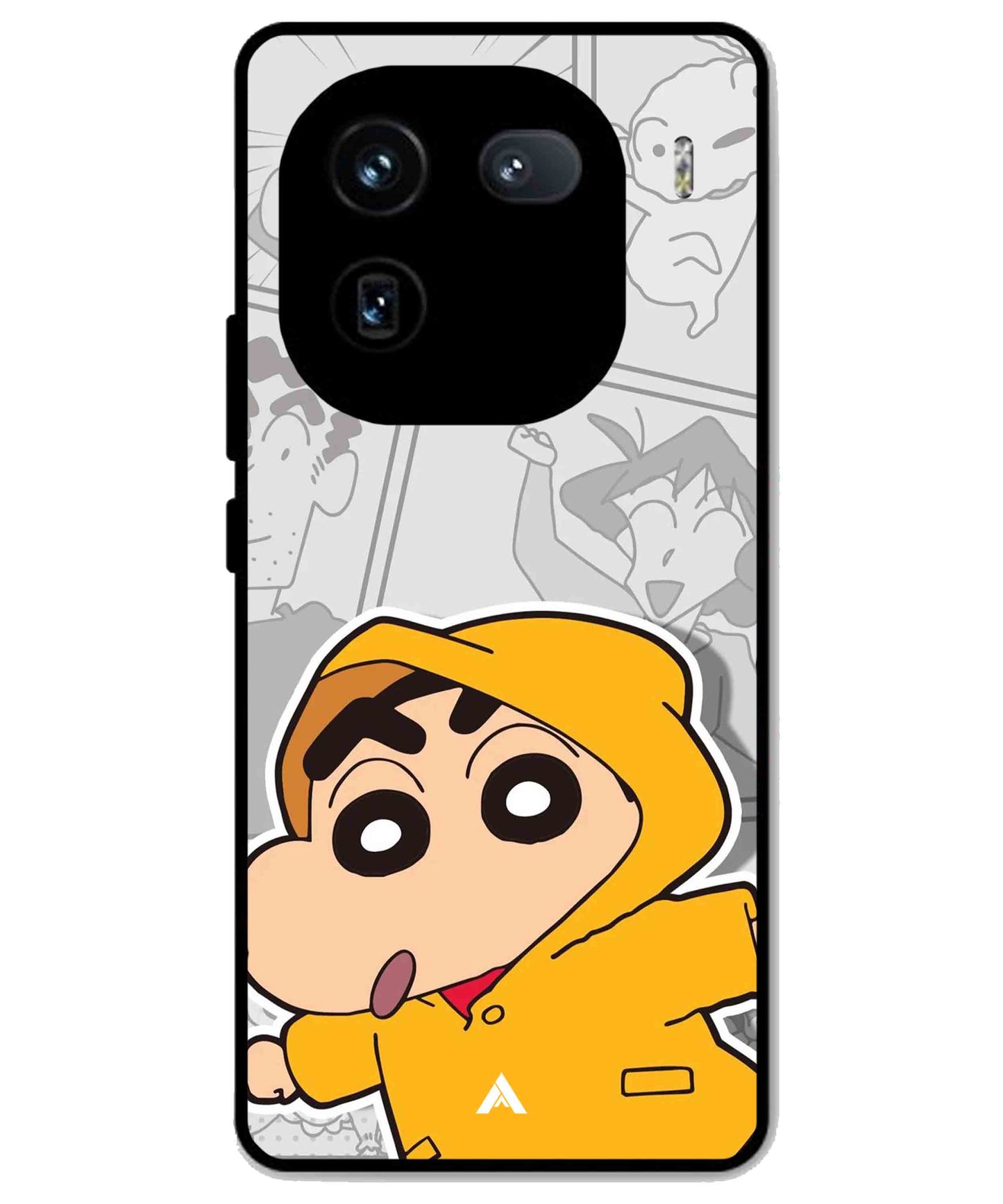 Shinchan Raincoat Metal Back Cover Phone Case for iQOO 12