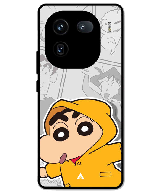 Shinchan Raincoat Metal Back Cover Phone Case for iQOO 12