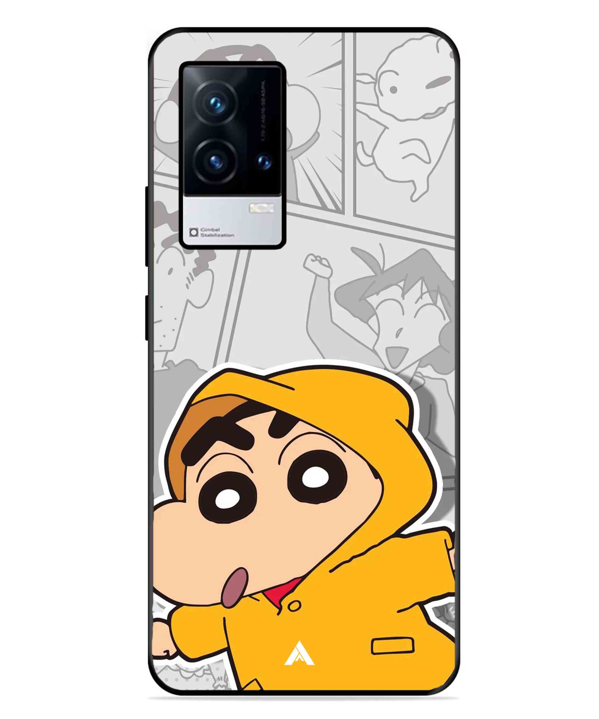 Shinchan Raincoat Metal Back Cover Phone Case for iQOO 8