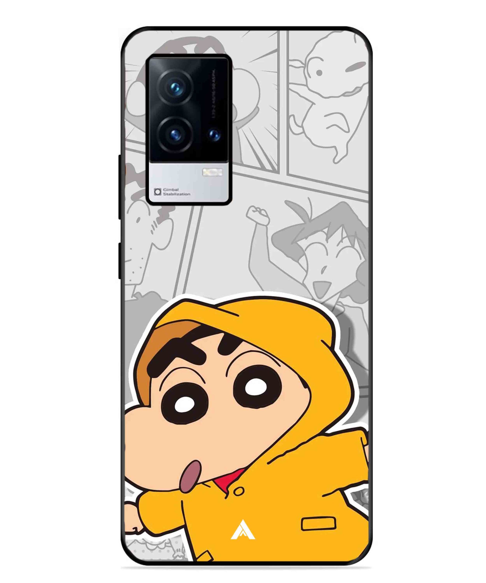 Shinchan Raincoat Metal Back Cover Phone Case for iQOO 9