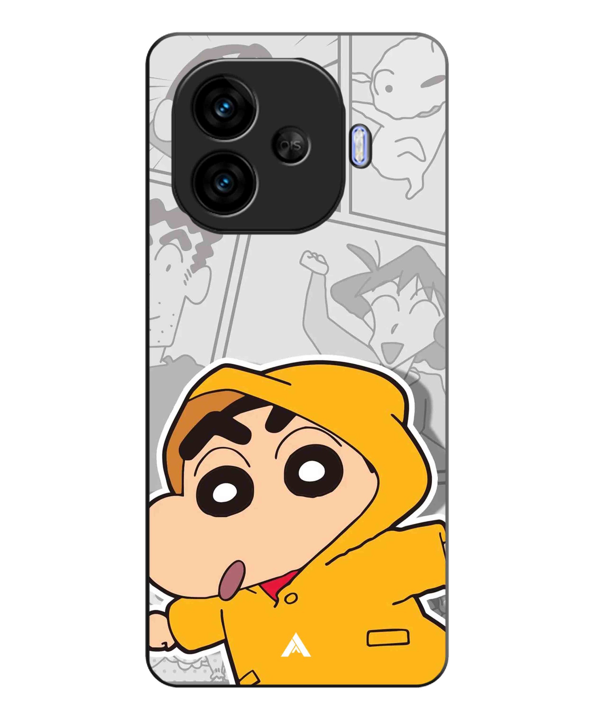 Shinchan Raincoat Metal Back Cover Phone Case for iQOO Neo 10r
