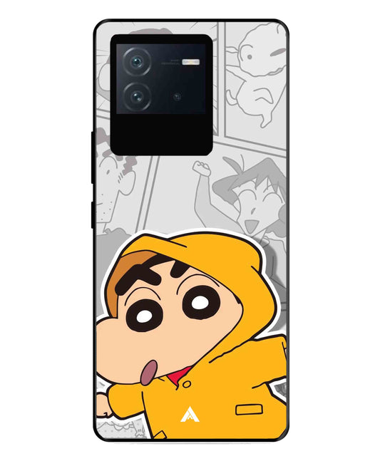 Shinchan Raincoat Metal Back Cover Phone Case for iQOO Neo 6