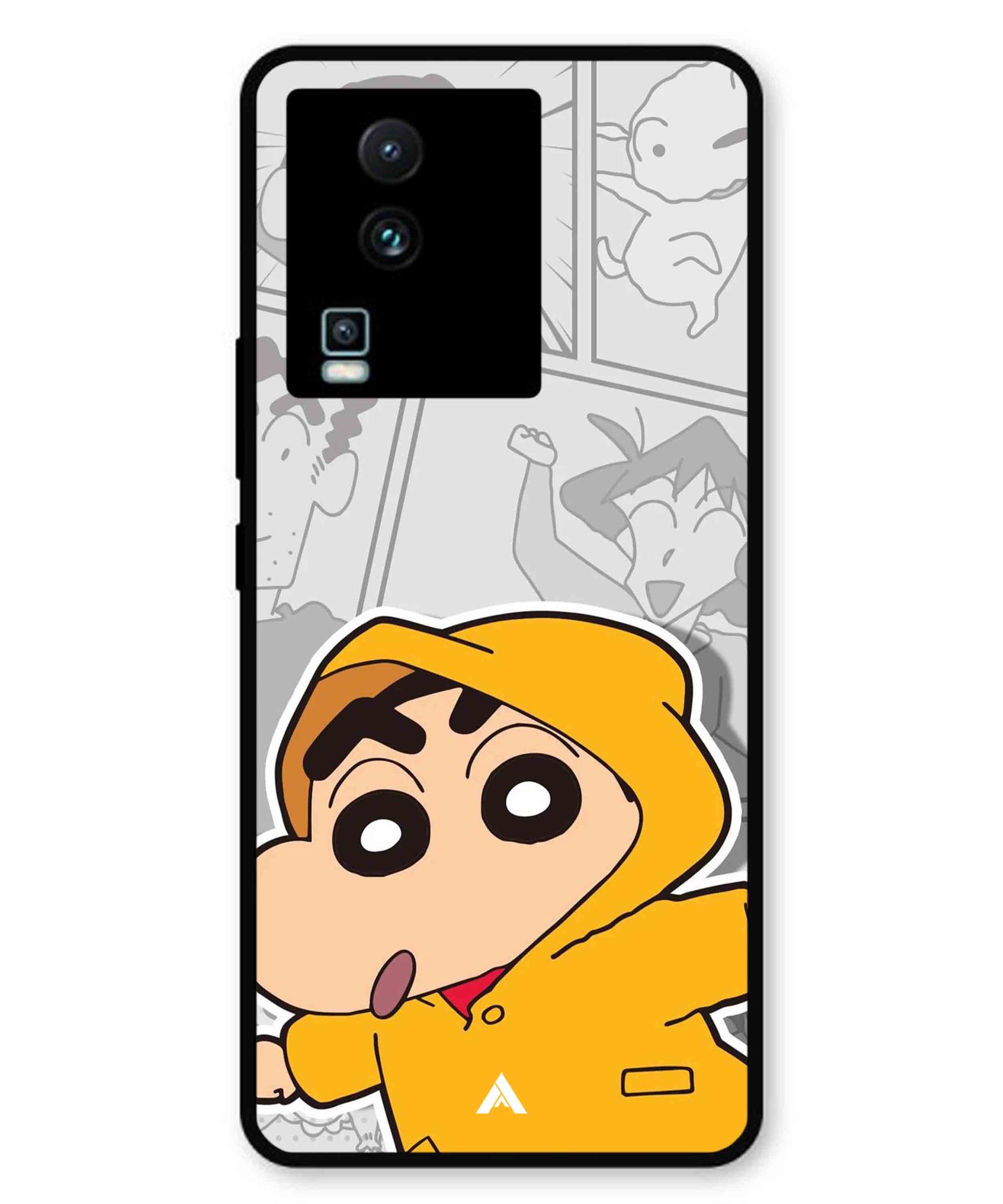 Shinchan Raincoat Metal Back Cover Phone Case for iQOO Neo 7