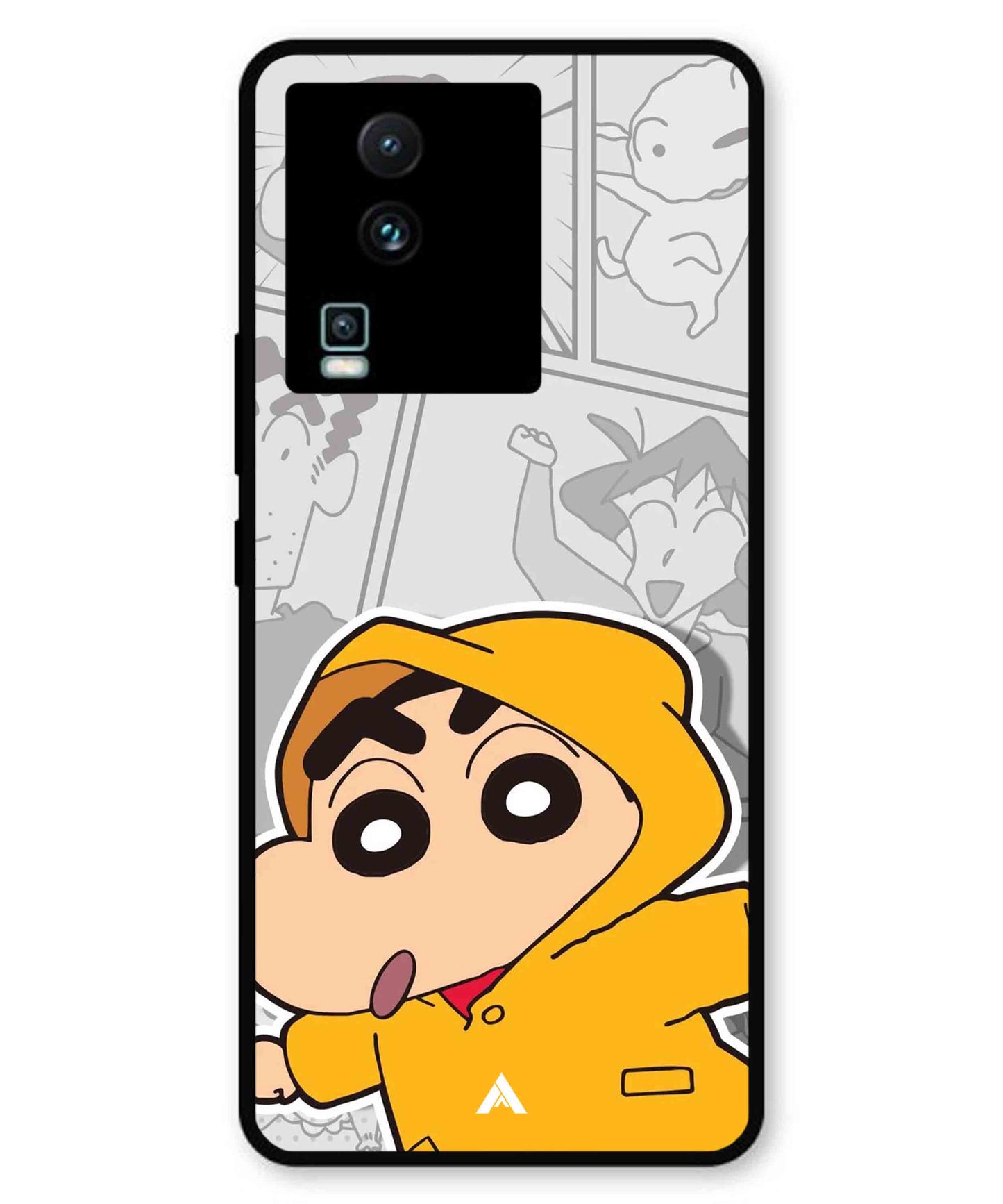 Shinchan Raincoat Metal Back Cover Phone Case for iQOO Neo 7 Pro
