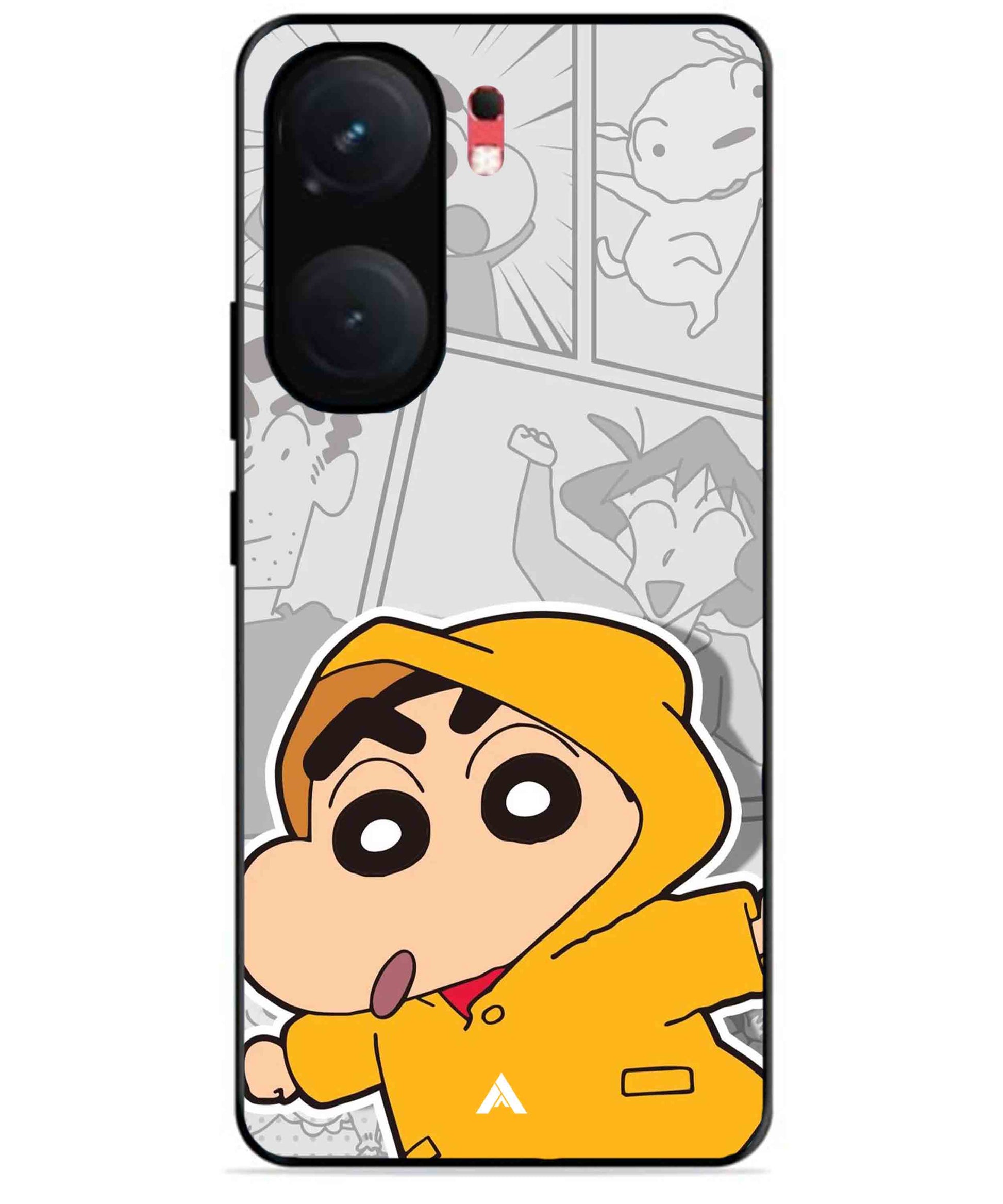 Shinchan Raincoat Metal Back Cover Phone Case for iQOO Neo 9 Pro