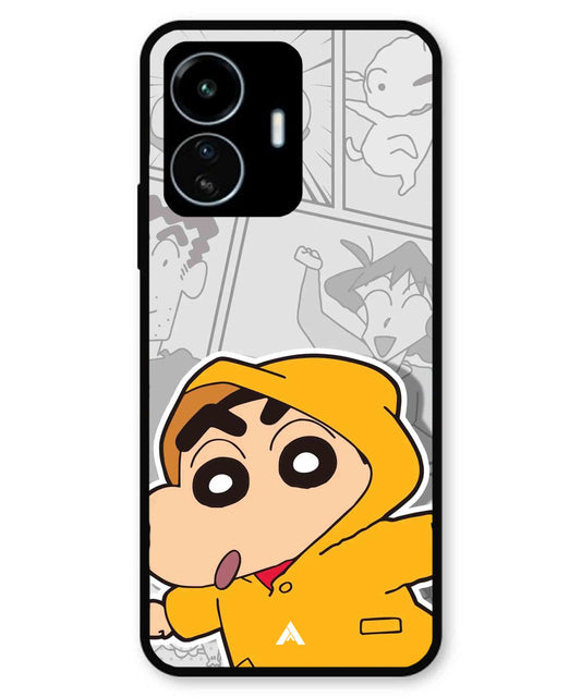 Shinchan Raincoat Metal Back Cover Phone Case for iQOO Z6 Lite