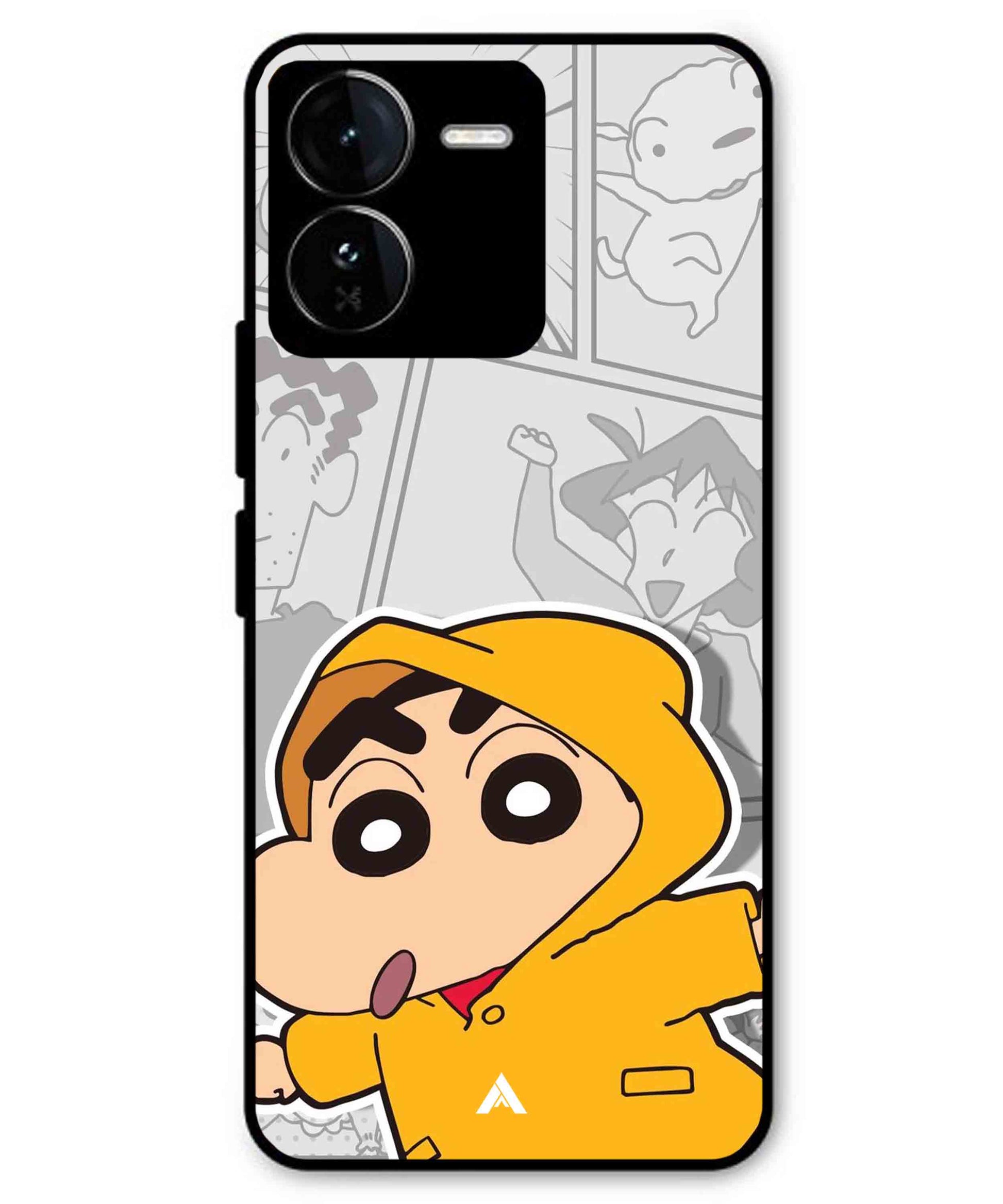Shinchan Raincoat Metal Back Cover Phone Case for iQOO Z9