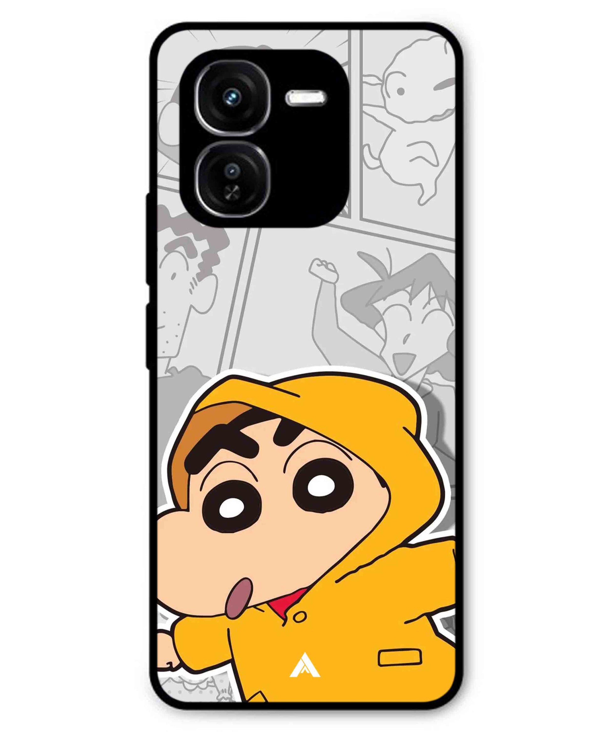 Shinchan Raincoat Metal Back Cover Phone Case for iQOO Z9x