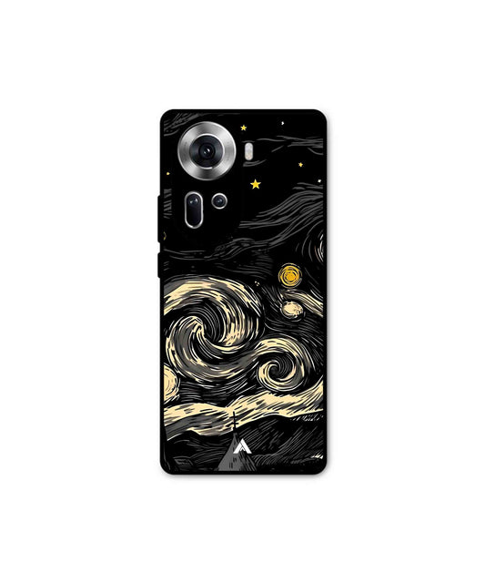 Starry Night Metal Back Cover Phone Case for Oppo Reno 11