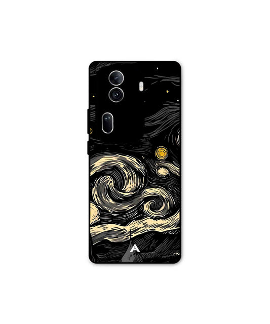 Starry Night Metal Back Cover Phone Case for Oppo Reno 11 Pro