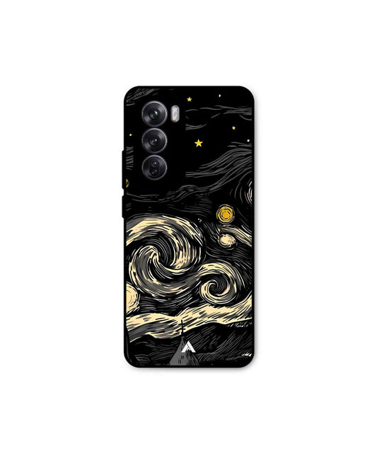 Starry Night Metal Back Cover Phone Case for Oppo Reno 12