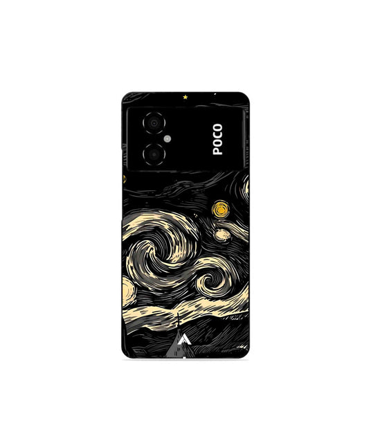 Starry Night Metal Back Cover Phone Case for Poco M4 5G