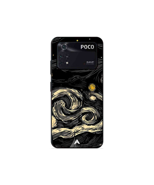 Starry Night Metal Back Cover Phone Case for Poco X4 Pro