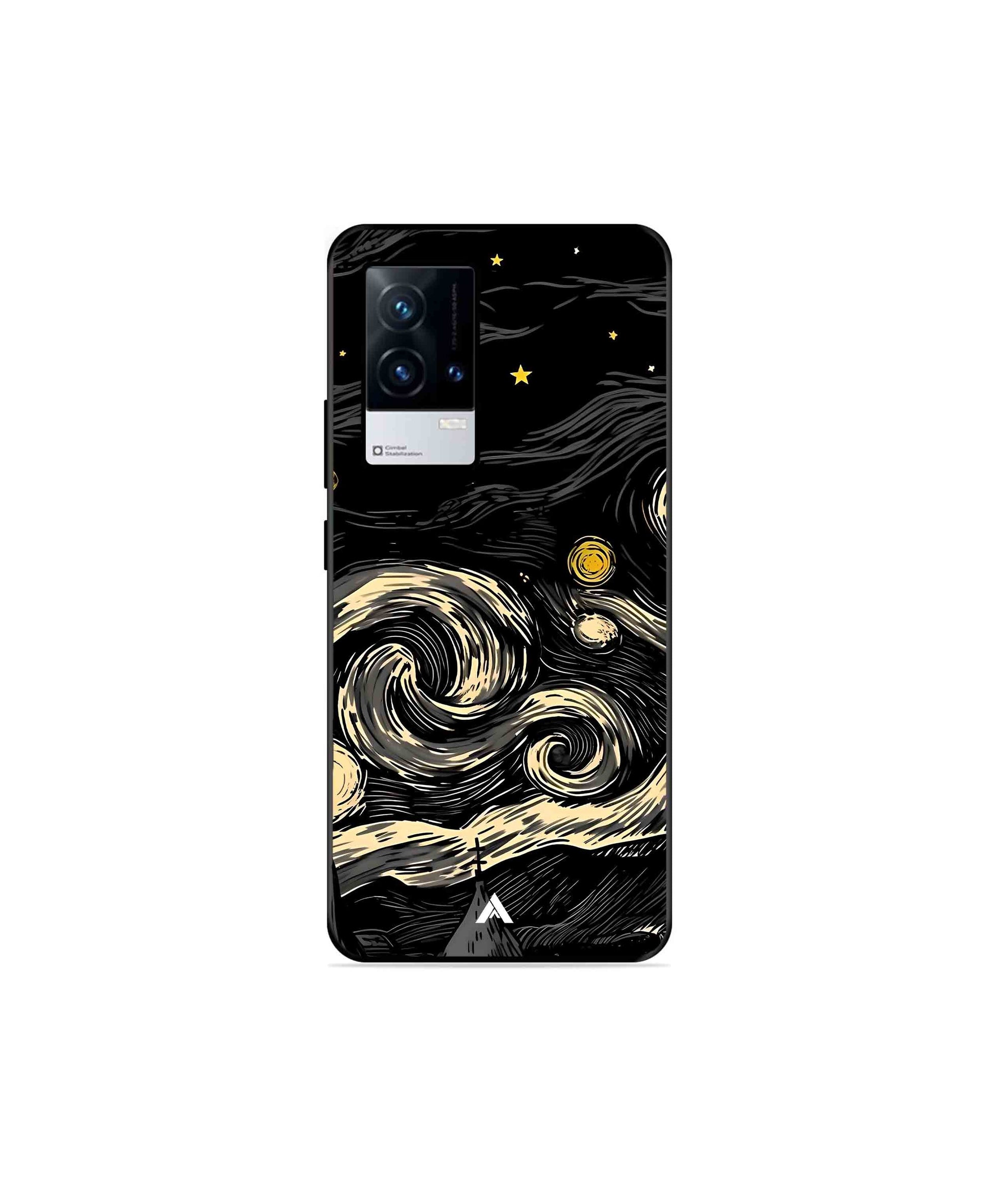 Starry Night Metal Back Cover Phone Case for iQOO 8