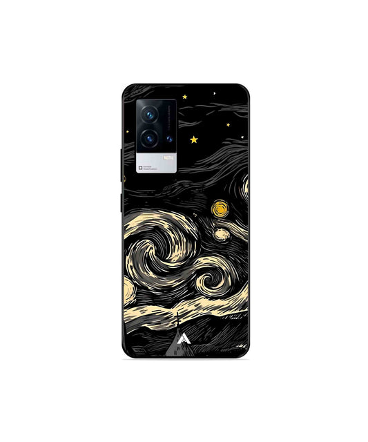 Starry Night Metal Back Cover Phone Case for iQOO 8