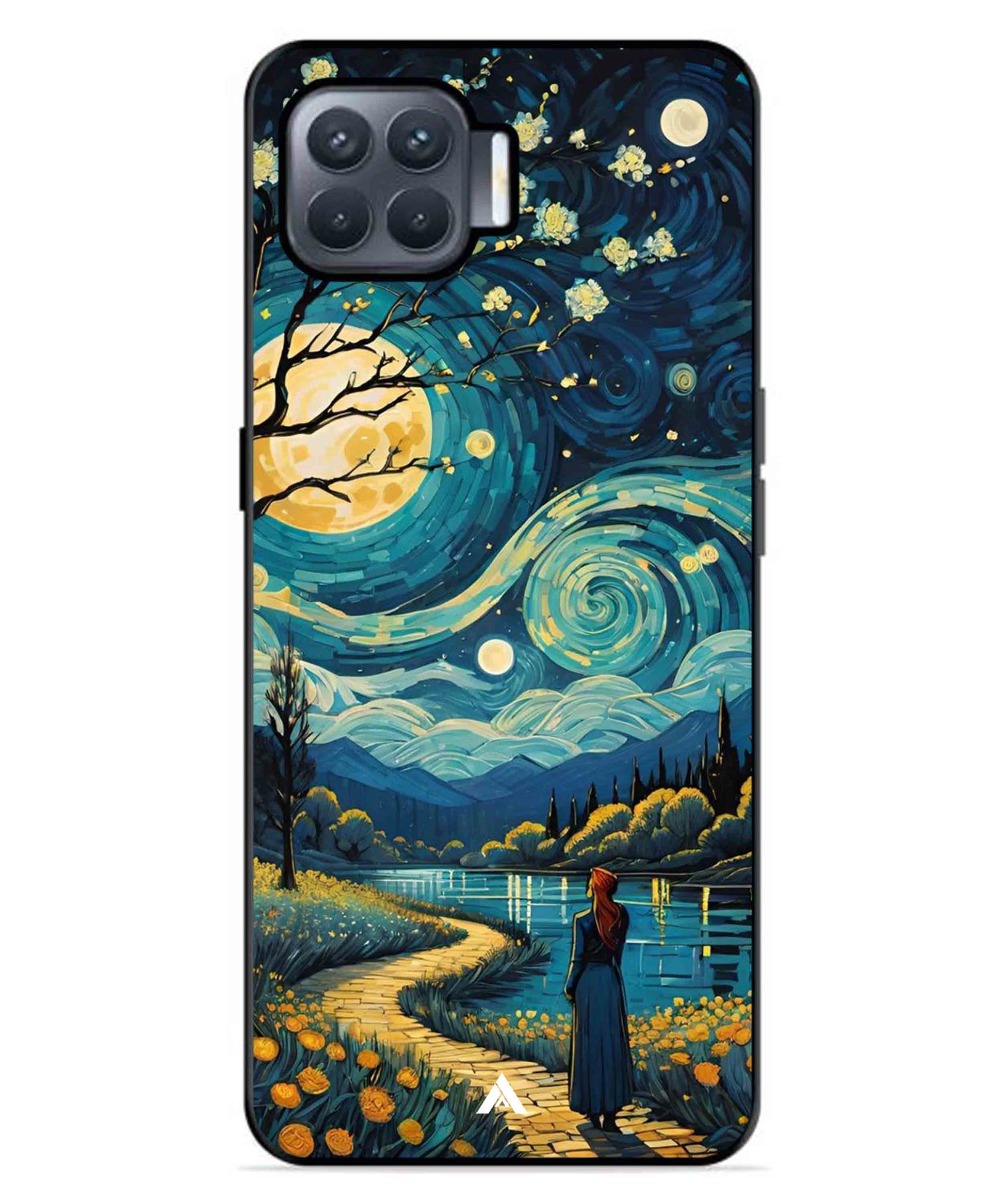 Starry Eve Art Aesthetic Metal Back Cover Phone Case for Oppo F17 Pro
