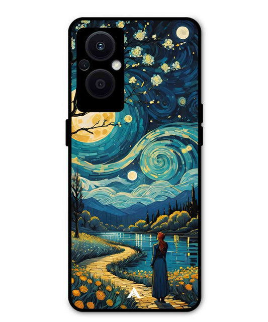 Starry Eve Art Aesthetic Metal Back Cover Phone Case for Oppo F21 Pro 5G