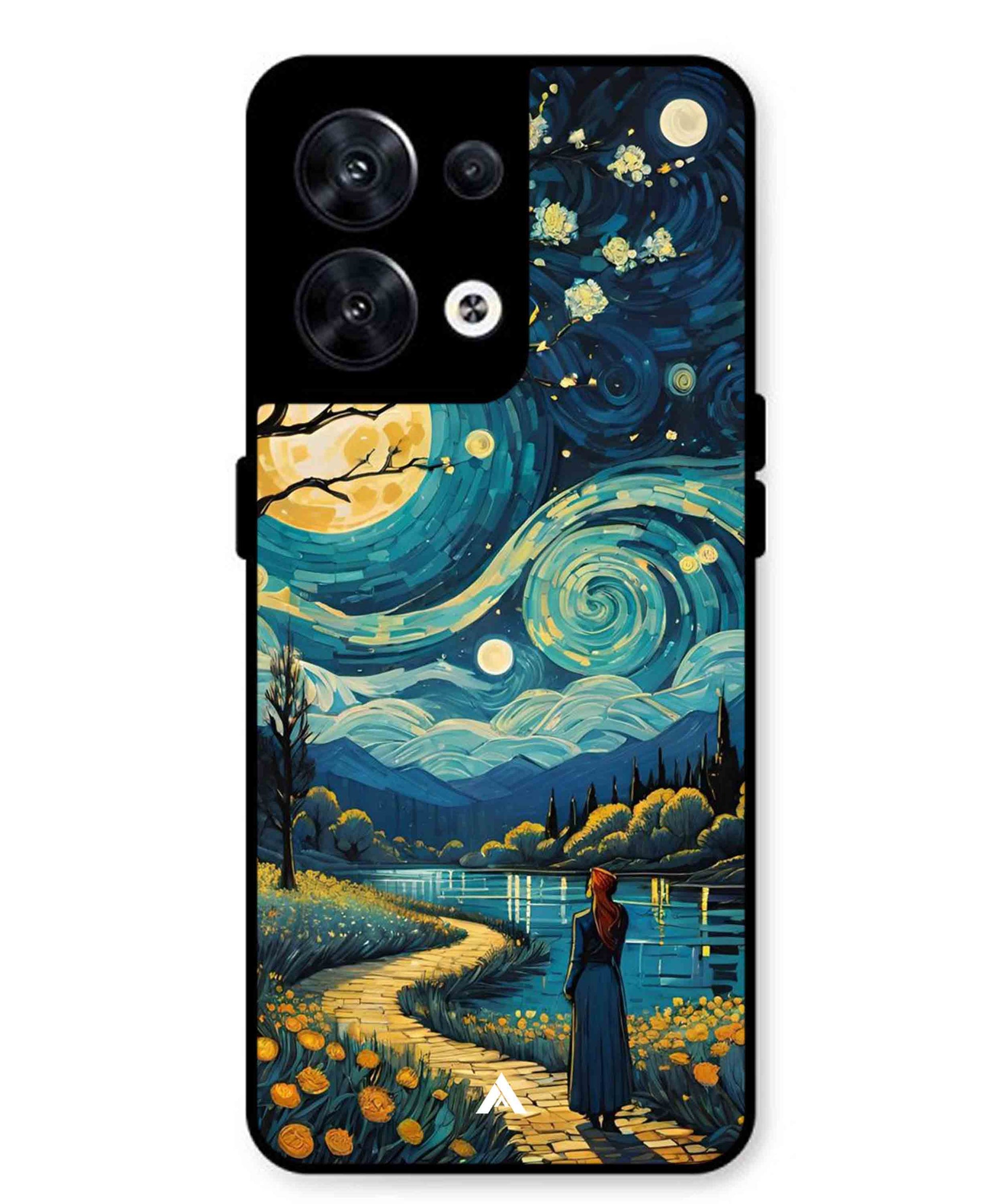 Starry Eve Art Aesthetic Metal Back Cover Phone Case for Oppo Reno 10