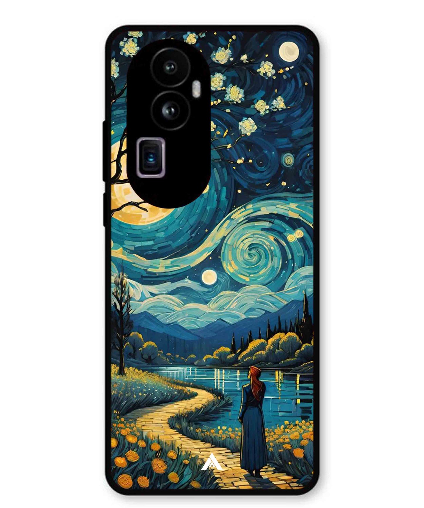 Starry Eve Art Aesthetic Metal Back Cover Phone Case for Oppo Reno 10 Pro Plus