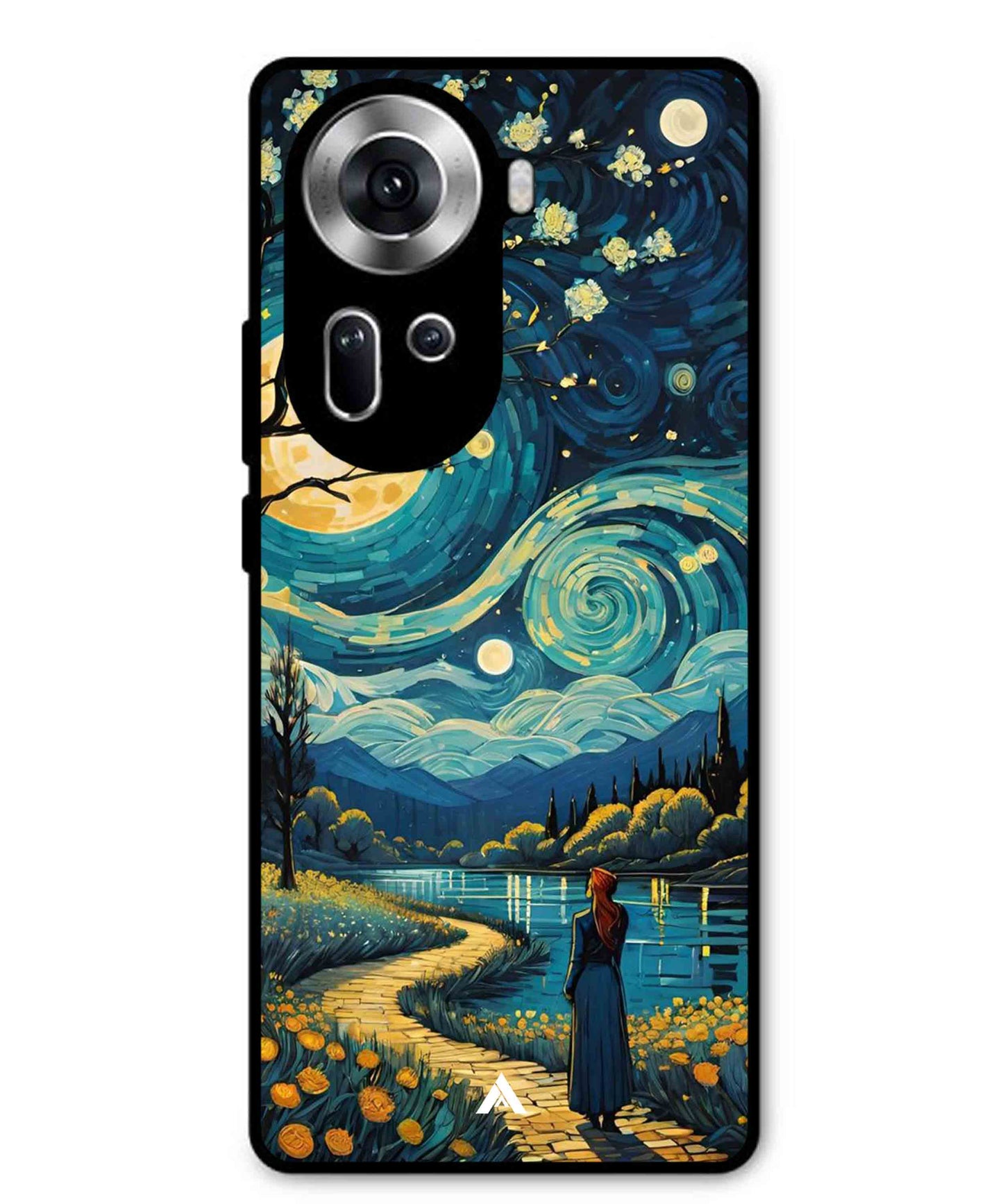 Starry Eve Art Aesthetic Metal Back Cover Phone Case for Oppo Reno 11