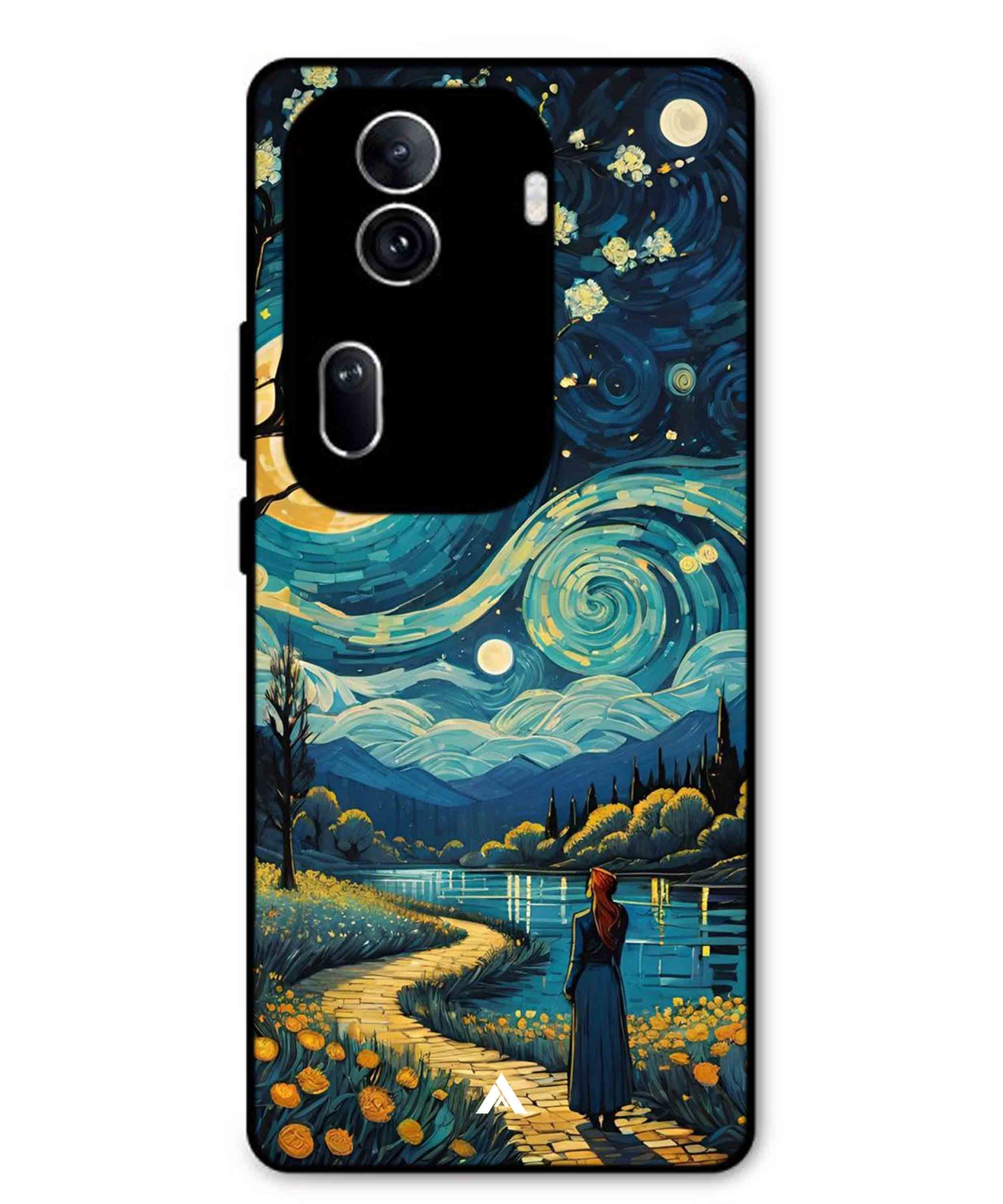 Starry Eve Art Aesthetic Metal Back Cover Phone Case for Oppo Reno 11 Pro
