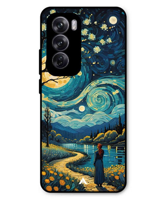 Starry Eve Art Aesthetic Metal Back Cover Phone Case for Oppo Reno 12