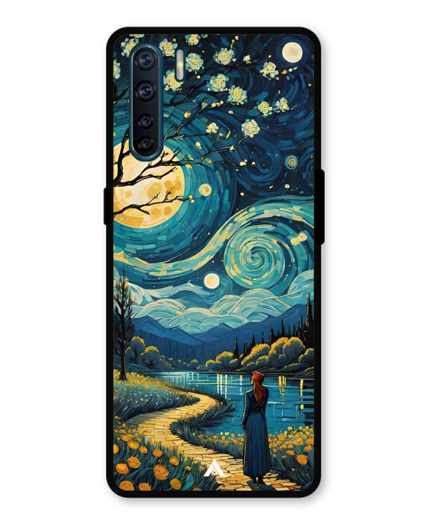 Starry Eve Art Aesthetic Metal Back Cover Phone Case for Oppo Reno 3