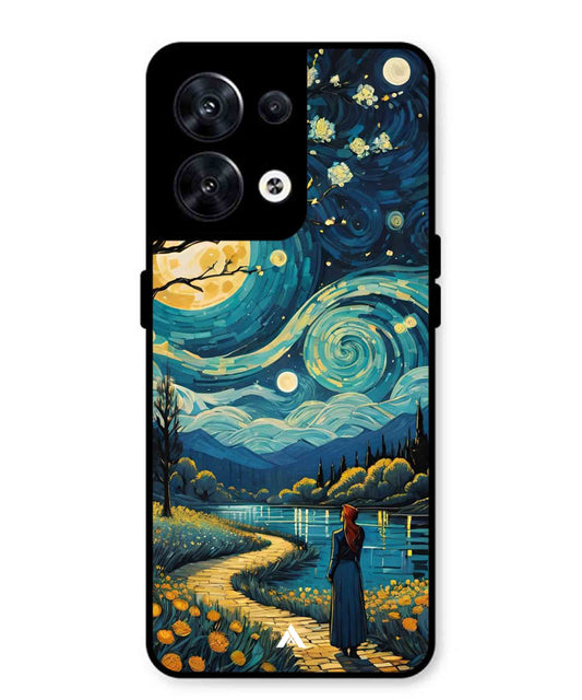 Starry Eve Art Aesthetic Metal Back Cover Phone Case for Oppo Reno 8