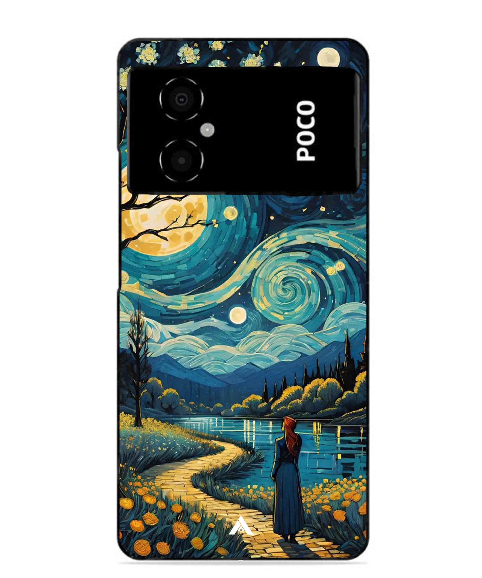 Starry Eve Art Aesthetic Metal Back Cover Phone Case for Poco M4 5G