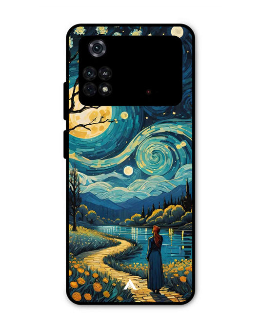 Starry Eve Art Aesthetic Metal Back Cover Phone Case for Poco M4 Pro 4G