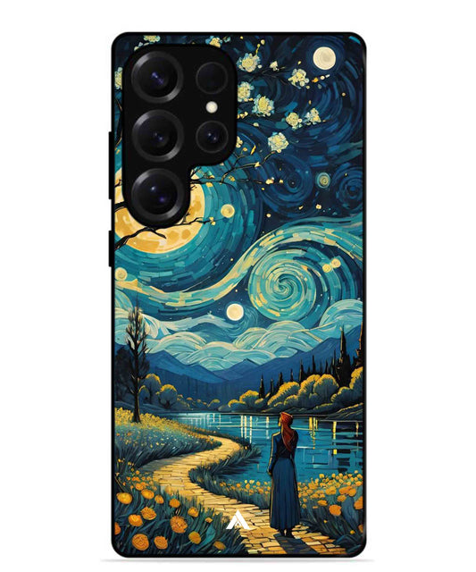 Starry Eve Art Aesthetic Metal Back Cover Phone Case for Samsung Galaxy S25 Ultra