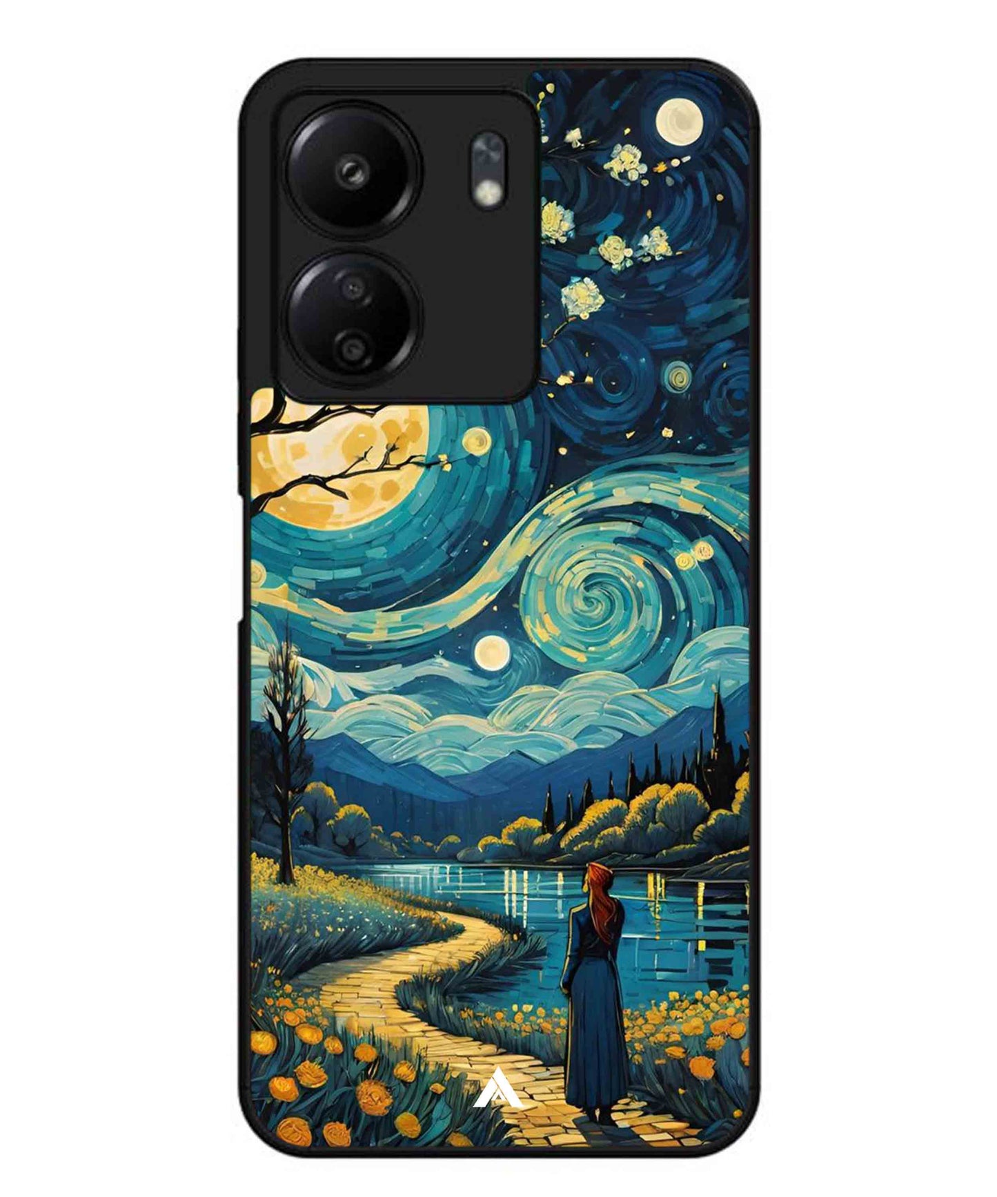 Starry Eve Art Aesthetic Metal Back Cover Phone Case for Xiaomi Redmi 13C 4G