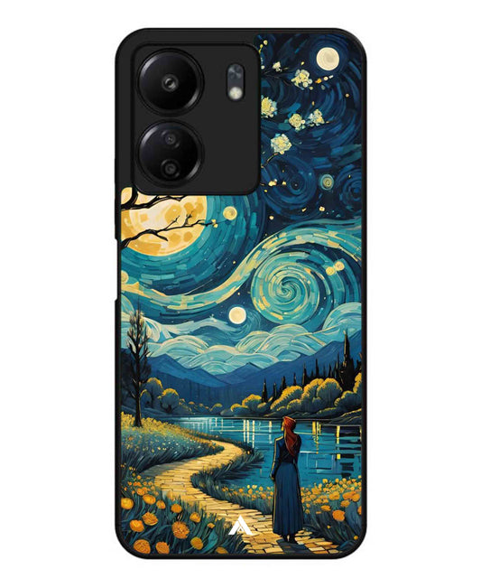 Starry Eve Art Aesthetic Metal Back Cover Phone Case for Xiaomi Redmi 13C 4G