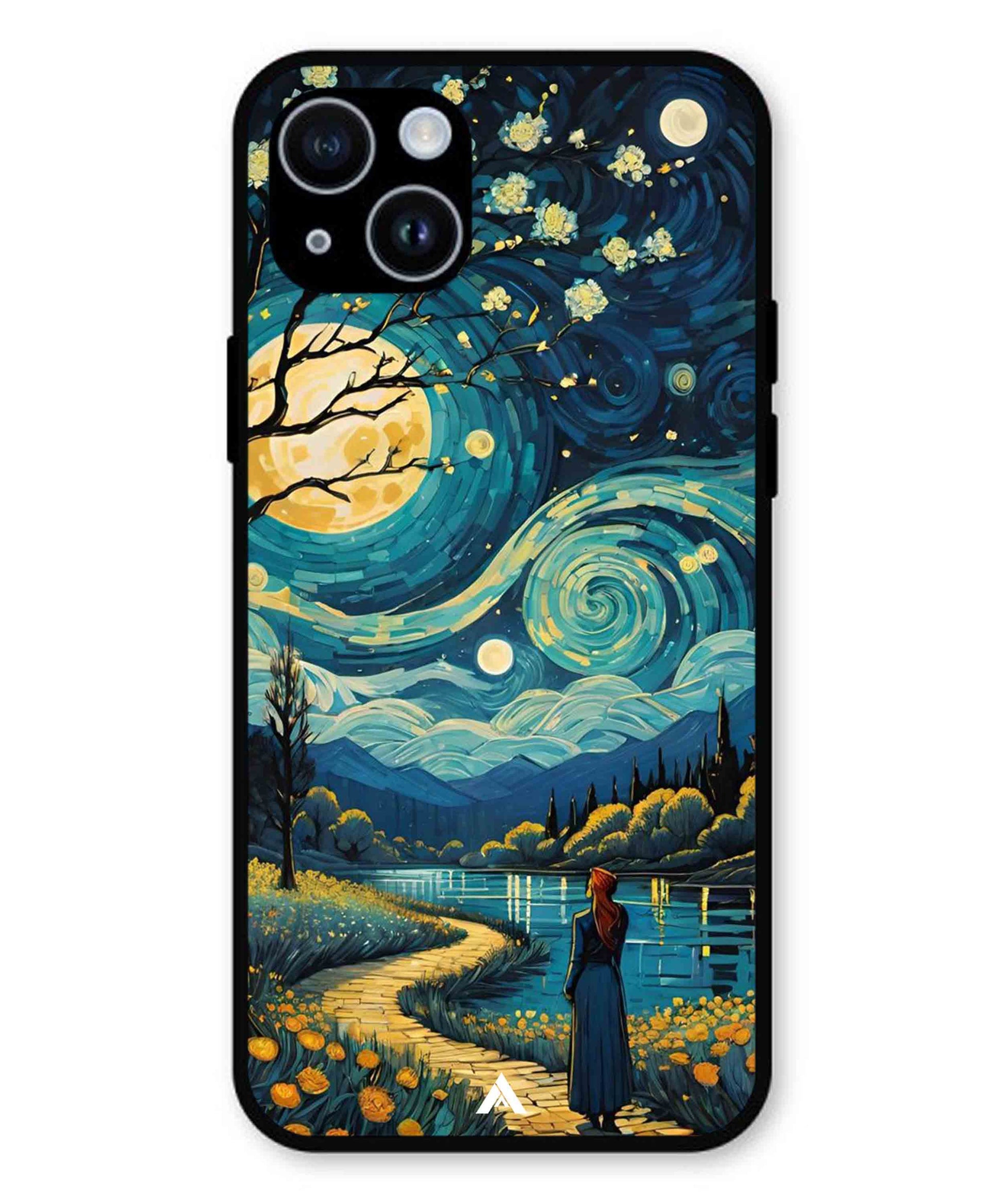 Starry Eve Art Aesthetic Metal Back Cover Phone Case for iPhone 15 Plus