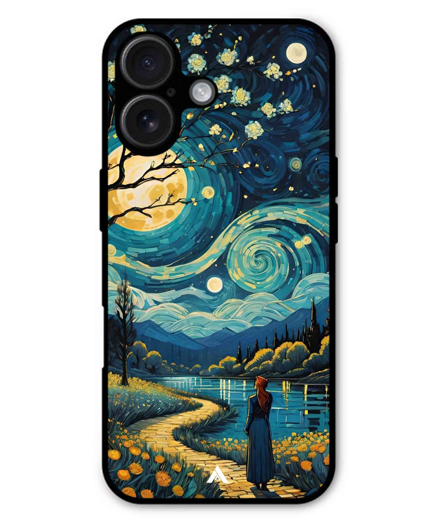 Starry Eve Art Aesthetic Metal Back Cover Phone Case for iPhone 16 Plus