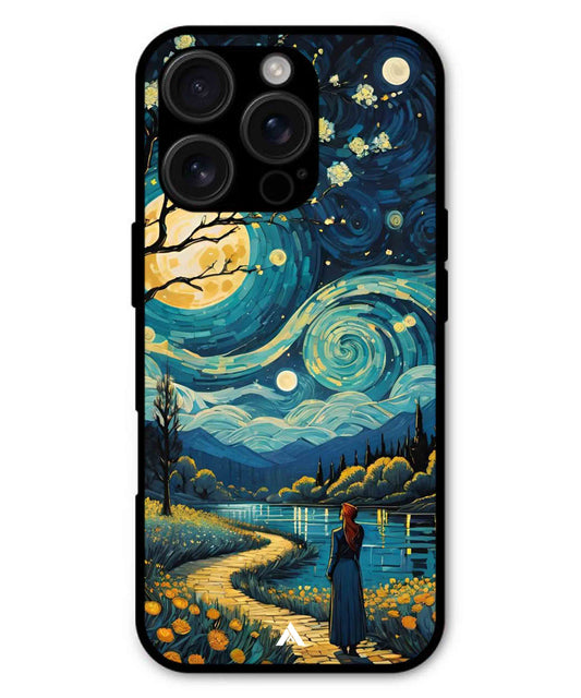 Starry Eve Art Aesthetic Metal Back Cover Phone Case for iPhone 16 Pro