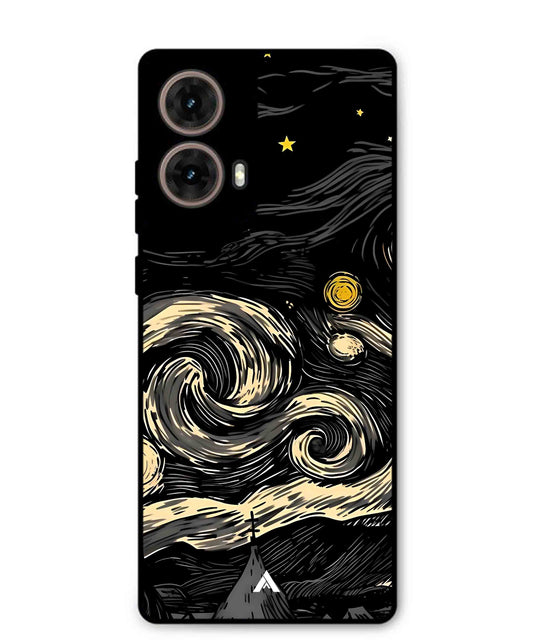 Starry Night Aesthetic Metal Back Cover Phone Case for Moto Edge 50 Fusion