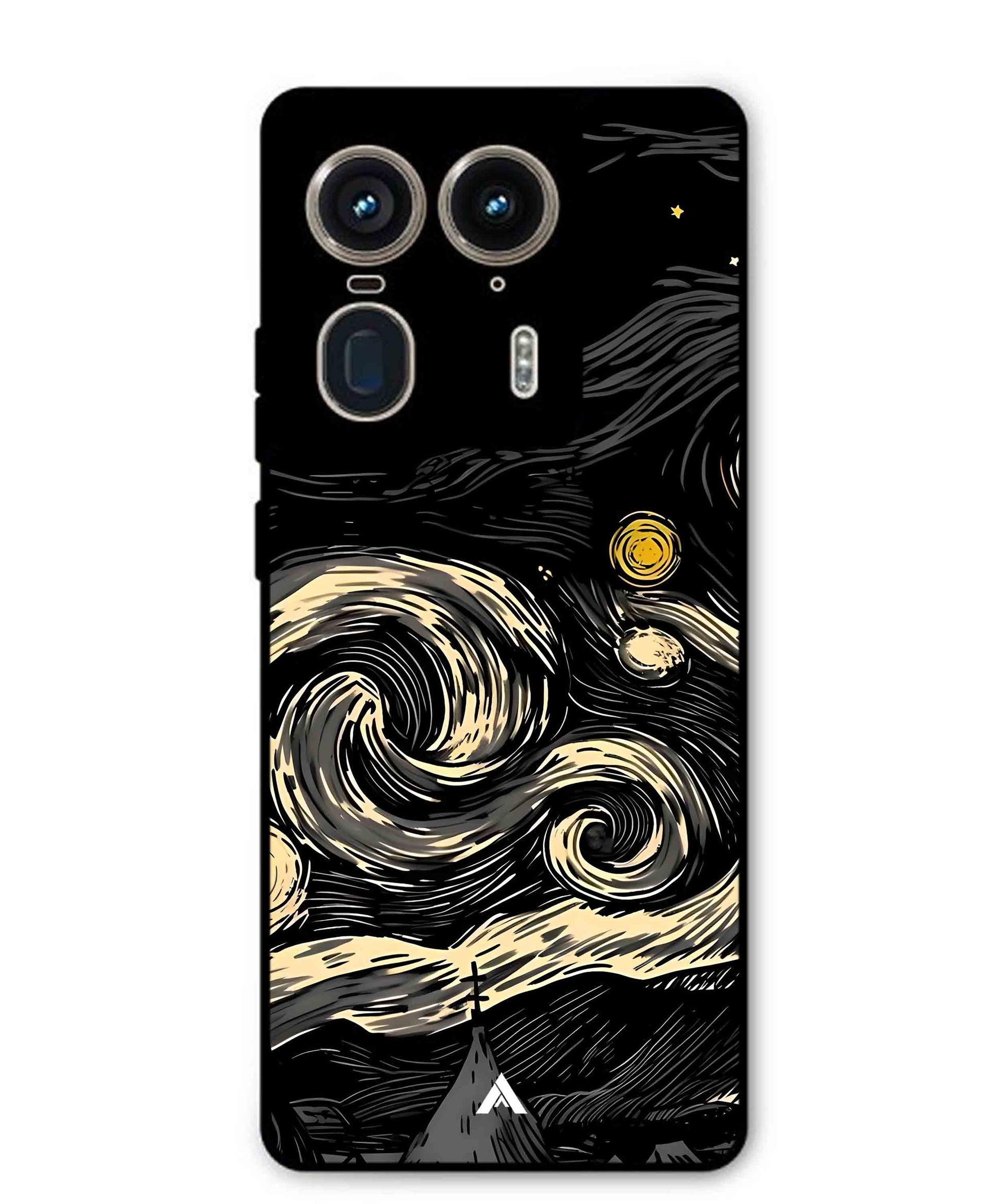 Starry Night Aesthetic Metal Back Cover Phone Case for Moto Edge 50 Ultra