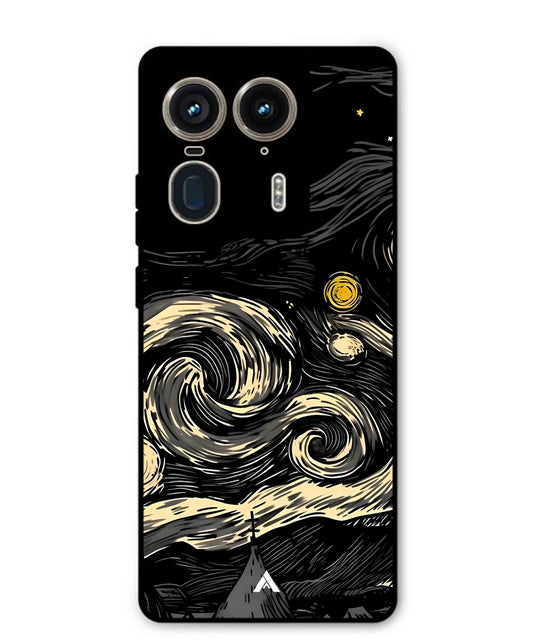 Starry Night Aesthetic Metal Back Cover Phone Case for Moto Edge 50 Ultra