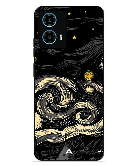 Starry Night Aesthetic Metal Back Cover Phone Case for Moto G34