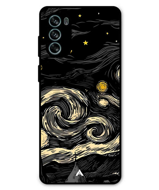 Starry Night Aesthetic Metal Back Cover Phone Case for Moto G62